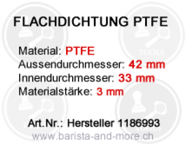 Flachdichtung PTFE ø 42x33x3 mm